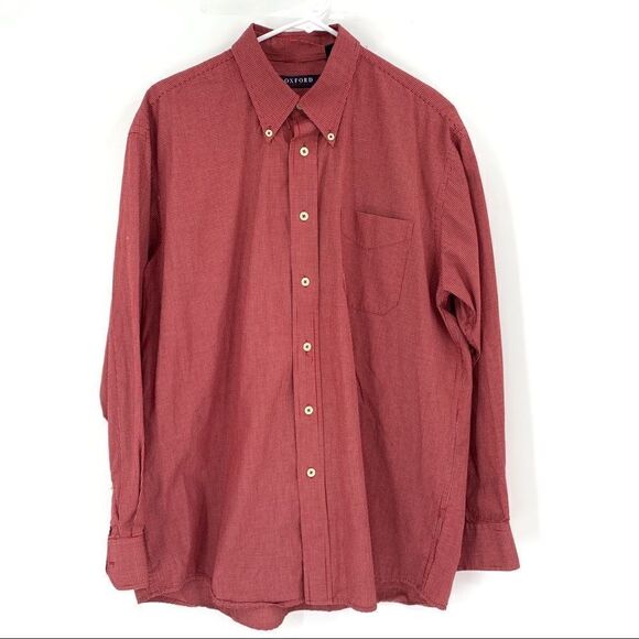 Oxford America Size L Red Check L/S Button Down Shirt - Picture 1 of 5